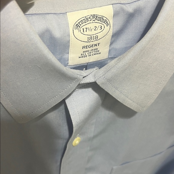 Men’s Brooks Brothers Regent Button Down Size 17 1/2-2/3. Plain Blue long sleeve - Picture 3 of 4